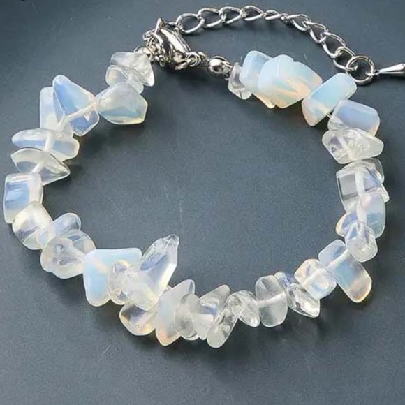 LUMINESCENT RAINBOW OPAL MOONSTONE CHUNKS BRACELET 49 - Picture 1 of 2